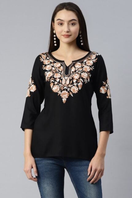 Heer Kashmiri Black Kurti