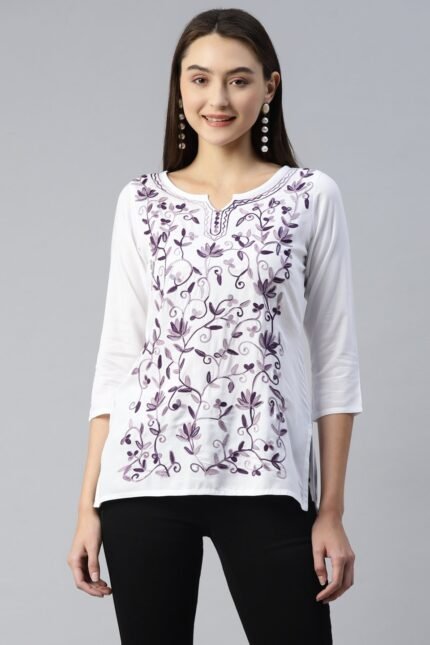 Jannat Kashmiri White Kurti