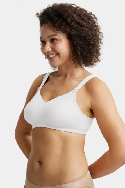 White Non Padded Soft Touch Microfiber Elastane Stretch Full Coverage Minimizer Bra