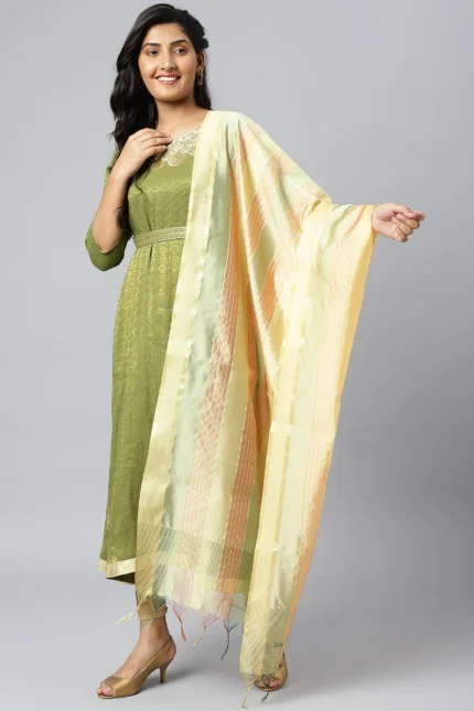 Women's Multi Gold Banarsi Dupatta