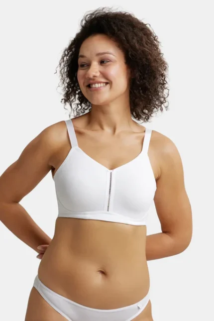 White Super Combed Cotton Elastane Stretch Full Coverage Minimizer Bra