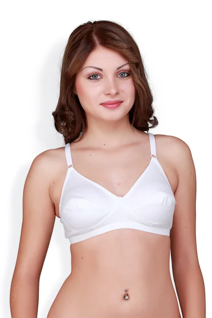 White  Non-Wired Flora Cotton Full-Coverage Bra