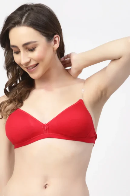 Red Convertible Straps T-Shirt Bra Non Padded & Non-Wired Medium Coverage