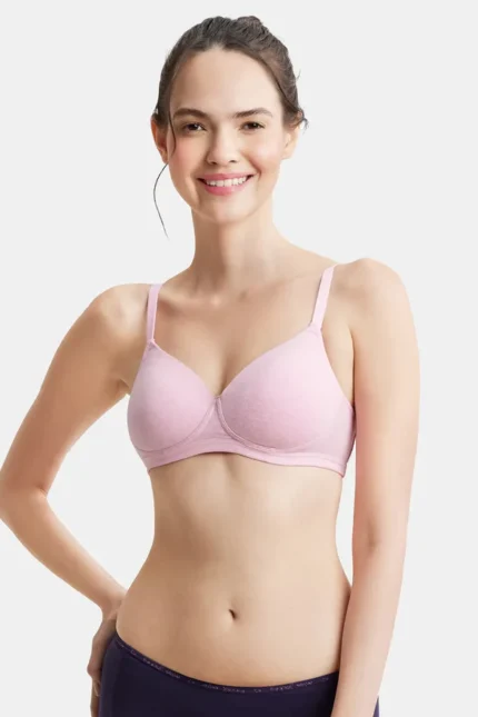 Wire free Padded Super Combed Cotton Elastane Stretch Full Coverage Slip-On Beginners Bra
