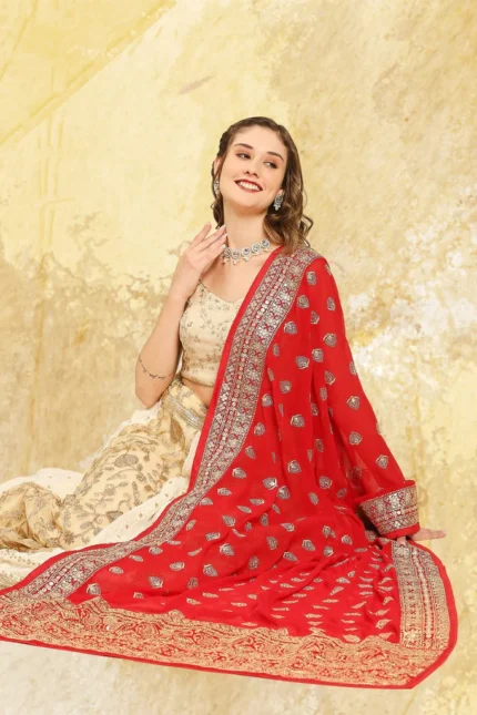 Heavily Embroidered Designer Georgette Dupatta