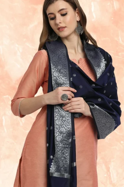 Banarasi Silk Dupatta with Silver Border