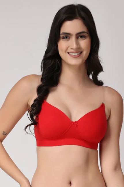 Red  Full Coverage Heavily Padded Convertible-Straps T-Shirt Bra