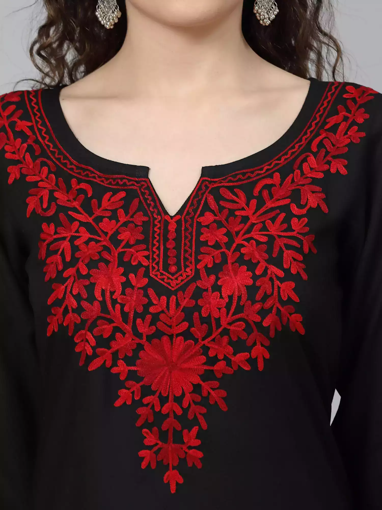 Black Kashmiri Embroidered Kurti - Image 4