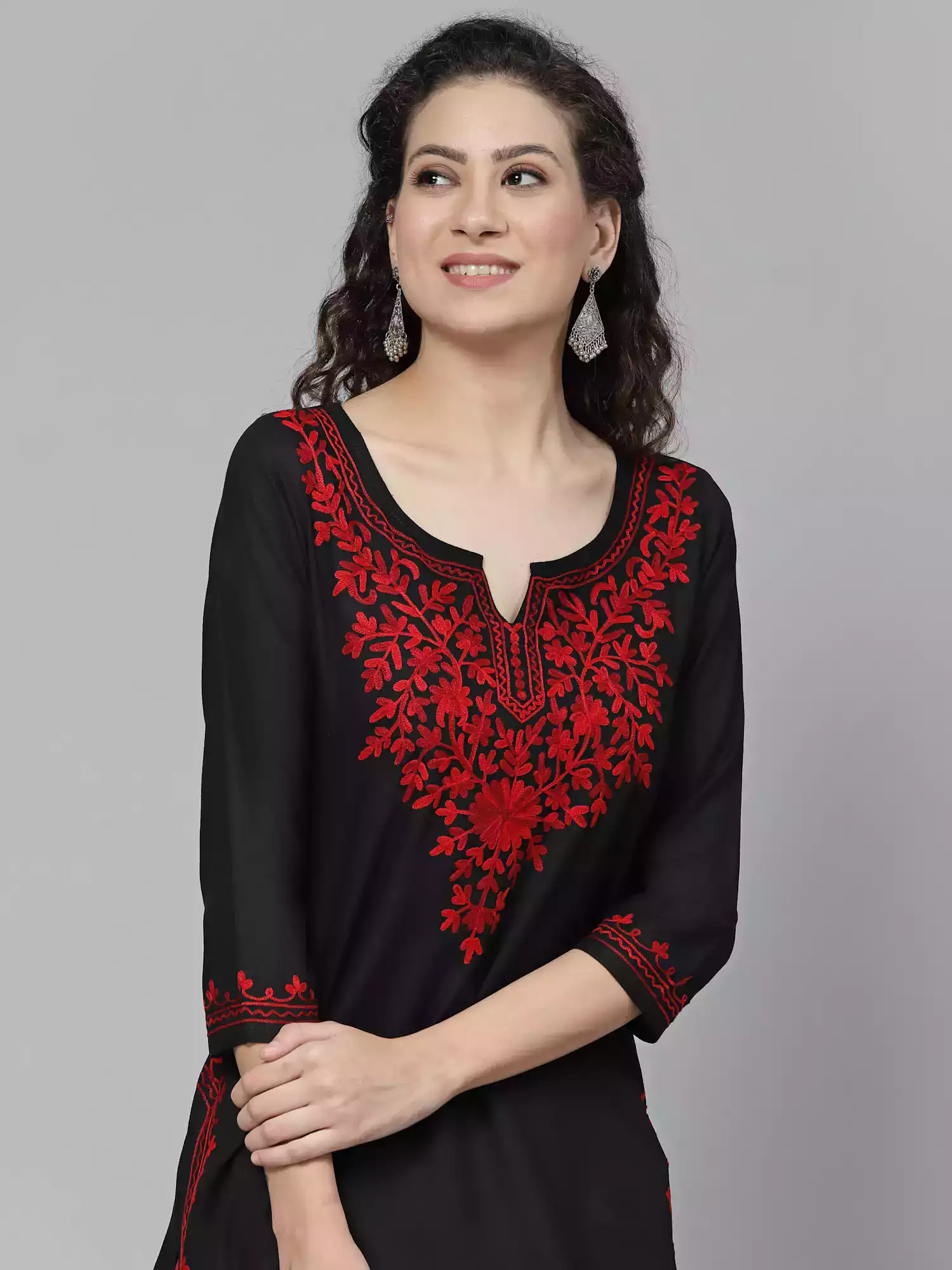 Black Kashmiri Embroidered Kurti - Image 5