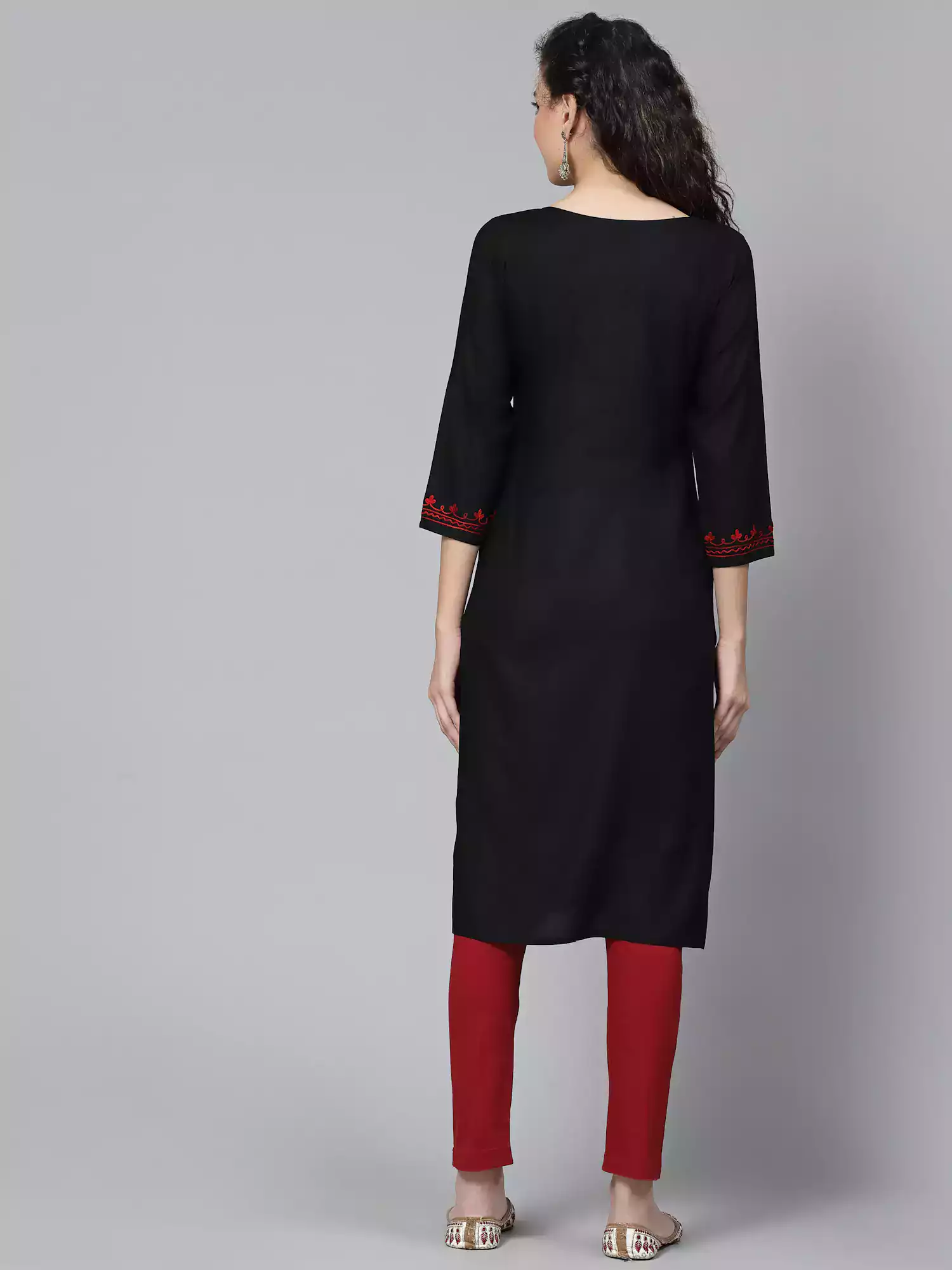 Black Kashmiri Embroidered Kurti - Image 7