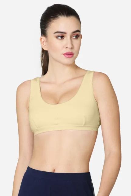 Double layered darted front panel high coverage slip on bra