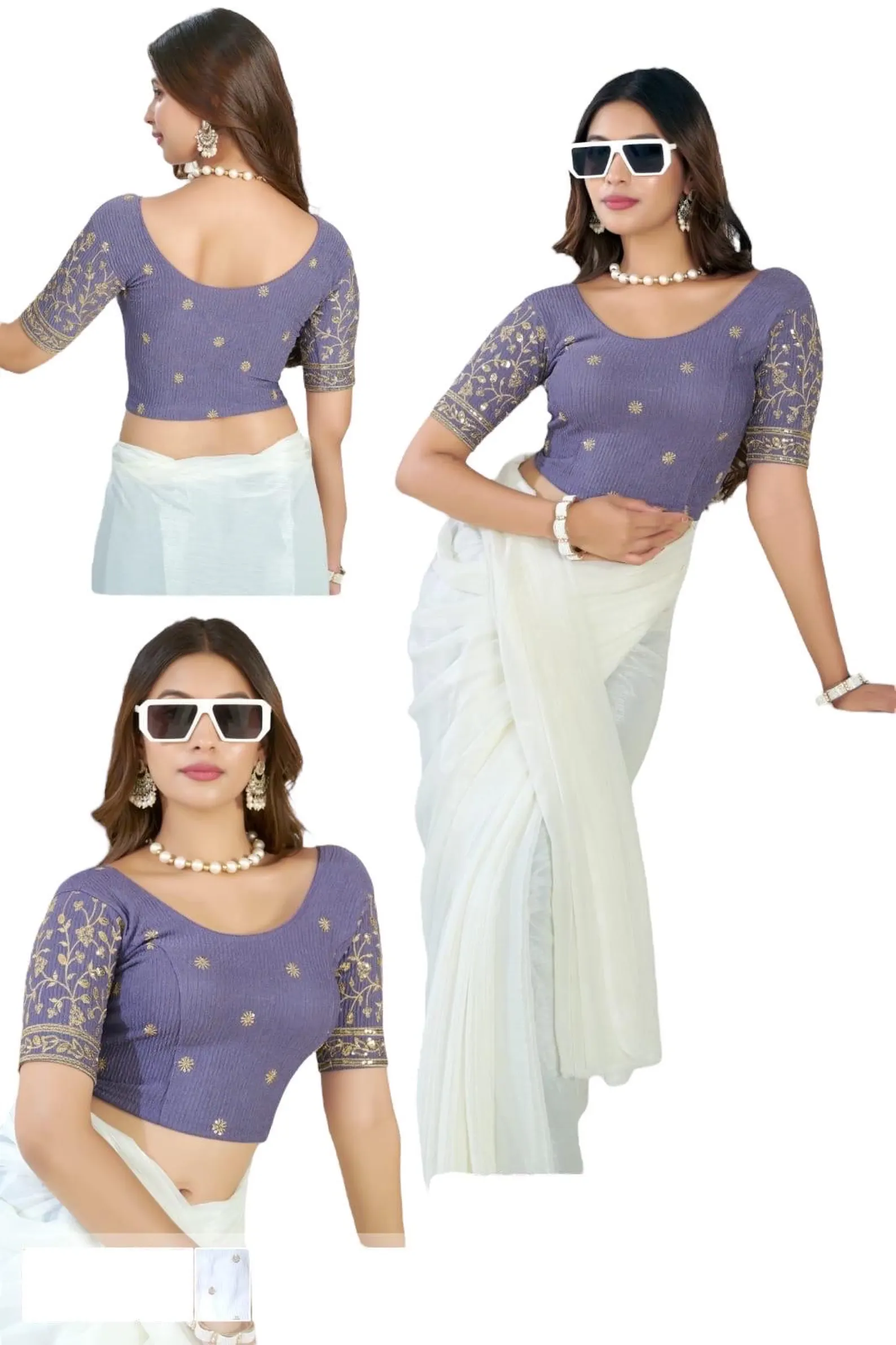 Stretchable Blouse – stretchy saree blouse crop top crop blouse choli | Ready-to-Wear Saree Blouse L XL XXL - Suganda 3 - Image 3