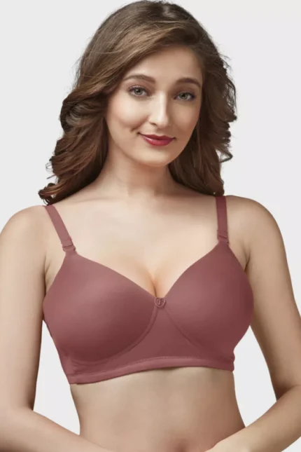 Chestnut Moulded Feather Non Padded Full Coverage Women Bra