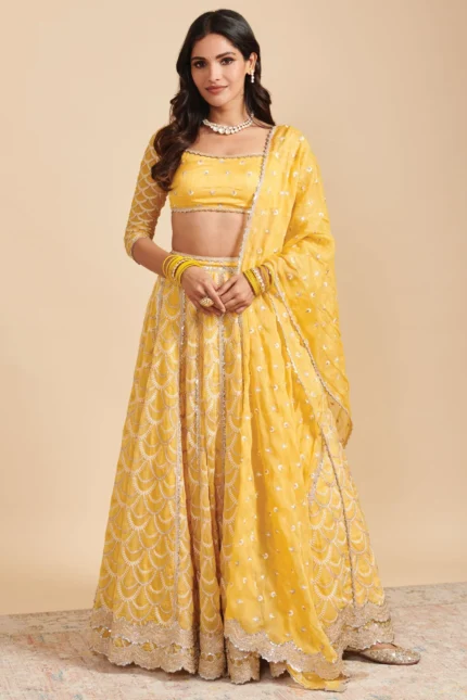 Morni Organza Yellow Lehenga
