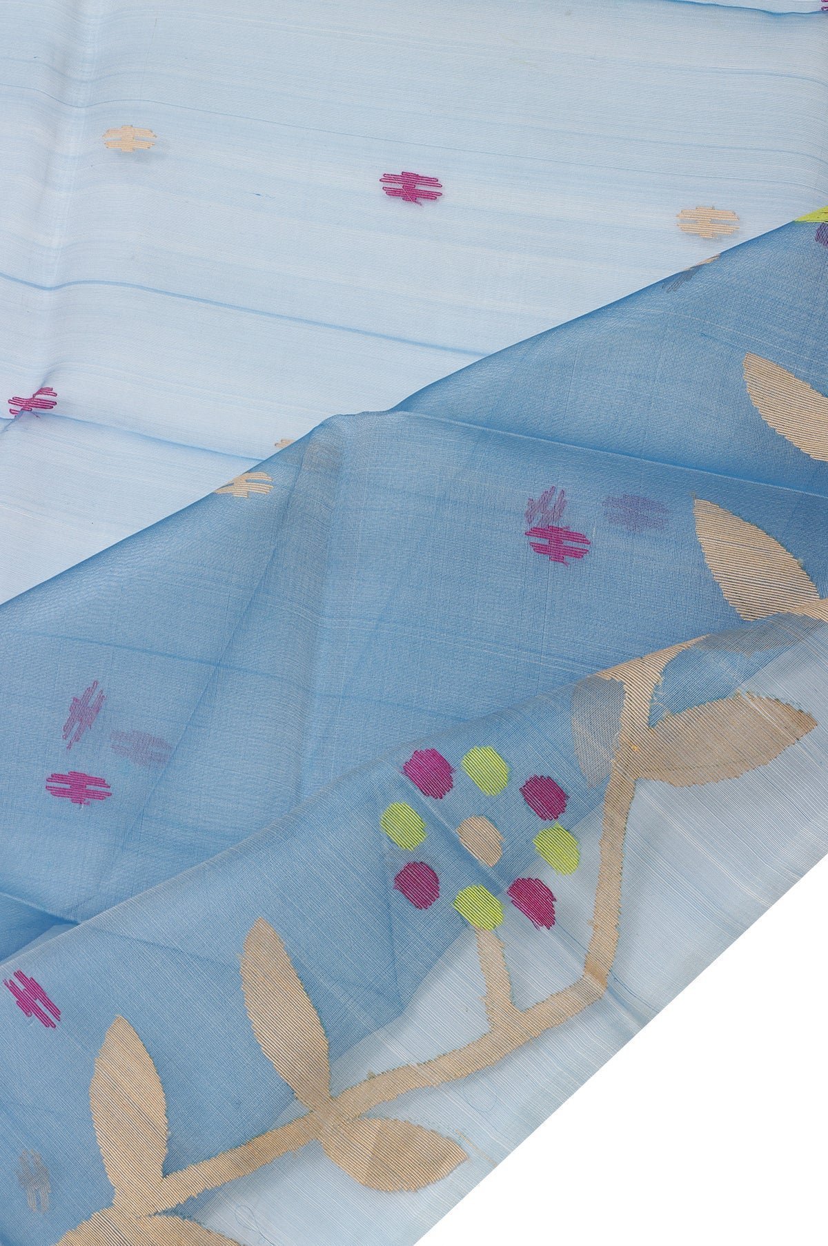 Blue Bengal Jamadani Saree - Image 3