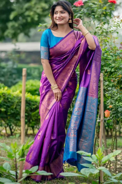 Beautifull Jacquard Zari Work Banarasi Silk Saree Festive Wear